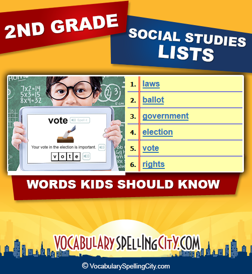 Second Grade Social Studies VocabularySpellingCity