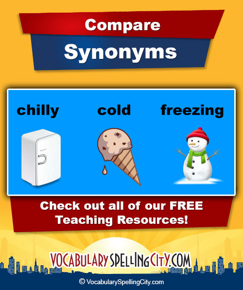 Synonyms Words List VocabularySpellingCity ADVERTISING